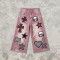 Washed Distressed Abrade Applique Capri Pants | Spray Dye Screen Print Rivet Decor | OEM Streetwear