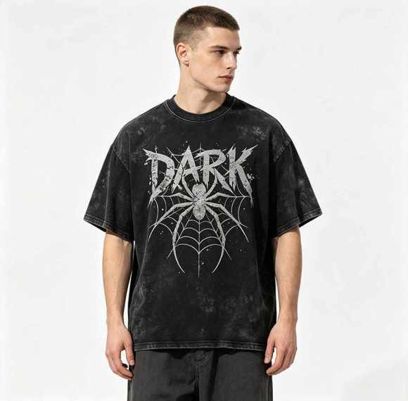 Custom 100% Cotton Vintage Streetwear T-Shirt — Garment Washed with Screen Print