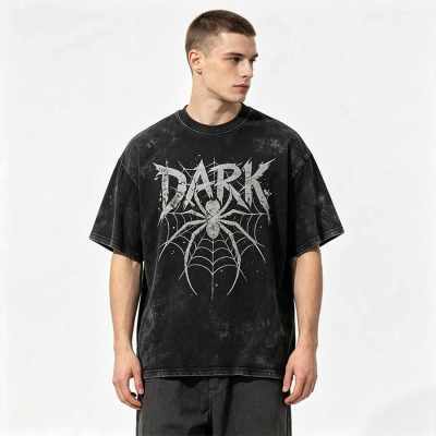 Custom 100% Cotton Vintage Streetwear T-Shirt — Garment Washed with Screen Print