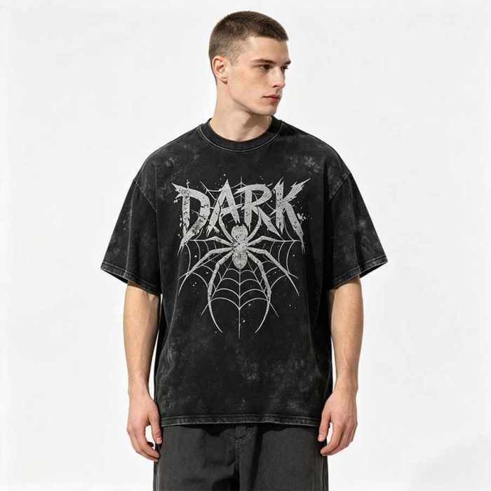Custom 100% Cotton Vintage Streetwear T-Shirt — Garment Washed with Screen Print