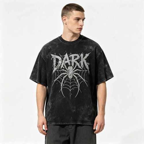 Custom 100% Cotton Vintage Streetwear T-Shirt — Garment Washed with Screen Print