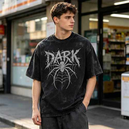 Custom 100% Cotton Vintage Streetwear T-Shirt — Garment Washed with Screen Print