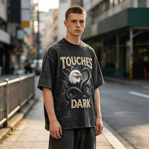 Custom 100% Cotton Vintage Streetwear T-Shirt — Washed with Screen & Digital Print