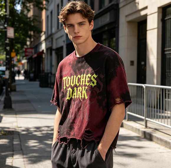 Custom 100% Cotton Vintage Streetwear T-Shirt — Heat Transfer, Spray Dye & Distressed