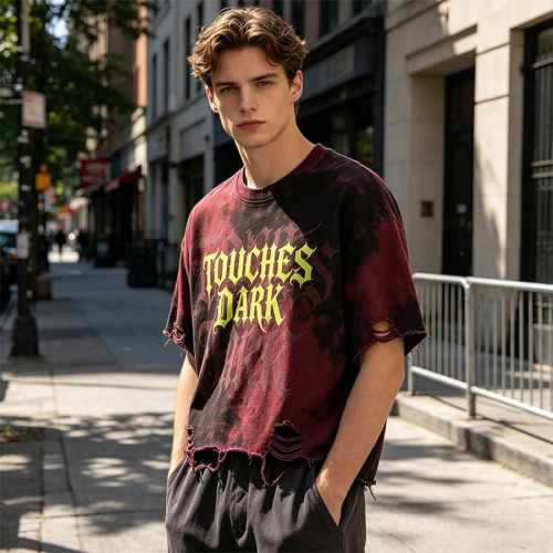 Custom 100% Cotton Vintage Streetwear T-Shirt — Heat Transfer, Spray Dye & Distressed