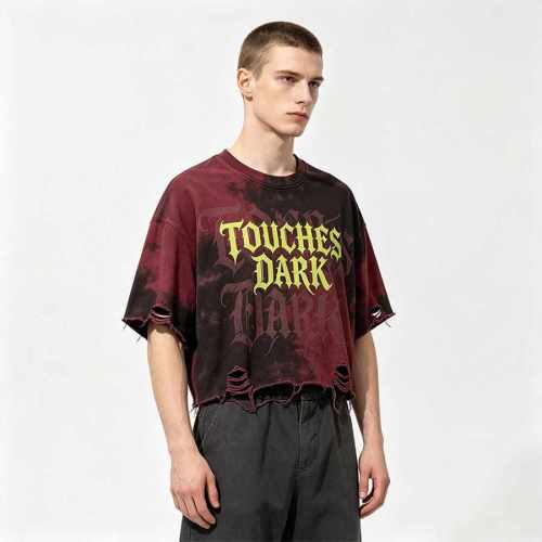 Custom 100% Cotton Vintage Streetwear T-Shirt — Heat Transfer, Spray Dye & Distressed