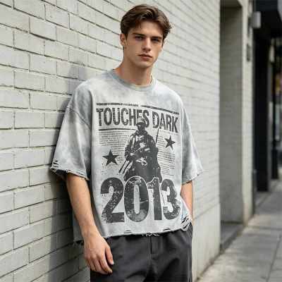 Custom 100% Cotton Vintage Streetwear T-Shirt — Washed with Digital Print