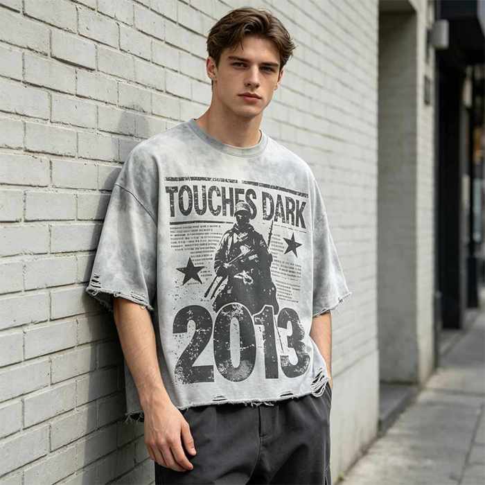 Custom 100% Cotton Vintage Streetwear T-Shirt — Washed with Digital Print