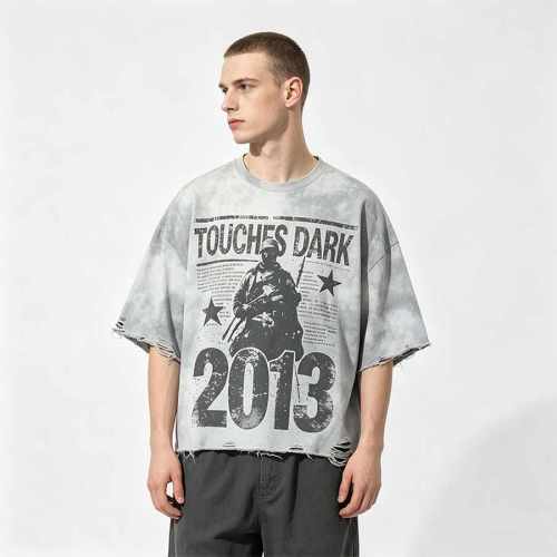 Custom 100% Cotton Vintage Streetwear T-Shirt — Washed with Digital Print