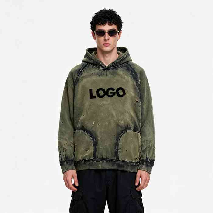 Distressed vintage streetwear hoodie detail 3