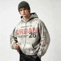 Custom 100% Cotton 450GSM Distressed Vintage Streetwear Hoodie — Direct Print, Spray Dye & Ripped