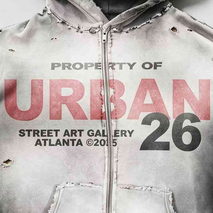 Distressed vintage streetwear hoodie detail 2