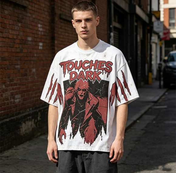Custom 95% Cotton 5% Spandex Vintage Streetwear T-Shirt — Garment Washed with Screen Print