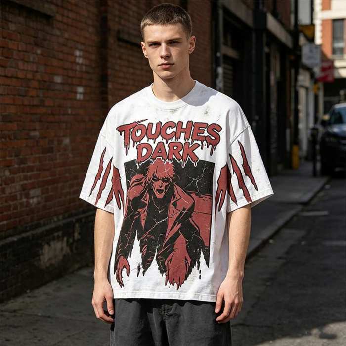 Custom 95% Cotton 5% Spandex Vintage Streetwear T-Shirt — Garment Washed with Screen Print