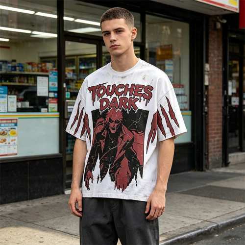 Custom 95% Cotton 5% Spandex Vintage Streetwear T-Shirt — Garment Washed with Screen Print