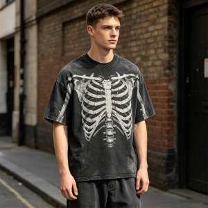 Custom 95% Cotton 5% Spandex Vintage Streetwear T-Shirt — Garment Washed with Screen Print