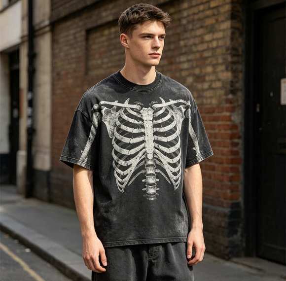 Custom 95% Cotton 5% Spandex Vintage Streetwear T-Shirt — Garment Washed with Screen Print