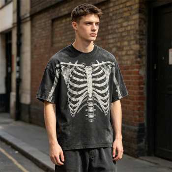Custom 95% Cotton 5% Spandex Vintage Streetwear T-Shirt — Garment Washed with Screen Print