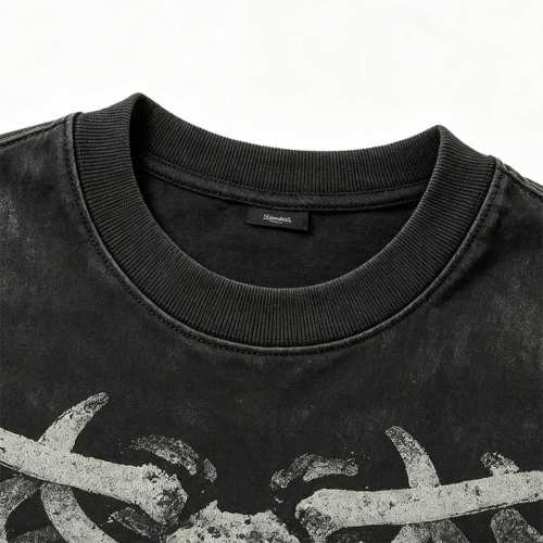 Custom 95% Cotton 5% Spandex Vintage Streetwear T-Shirt — Garment Washed with Screen Print