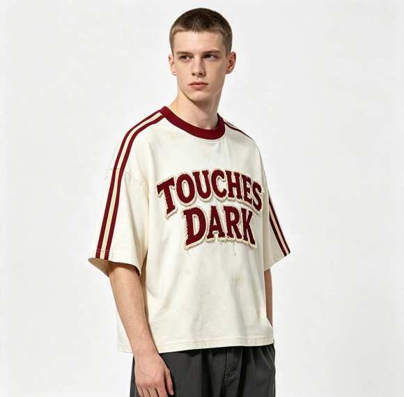 Custom 95% Cotton 5% Spandex Vintage Streetwear T-Shirt — Washed with Patch & Towel Embroidery