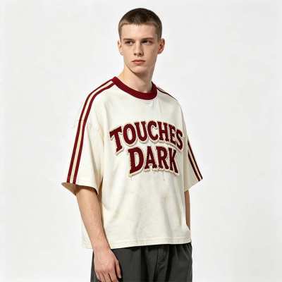 Custom 95% Cotton 5% Spandex Vintage Streetwear T-Shirt — Washed with Patch & Towel Embroidery