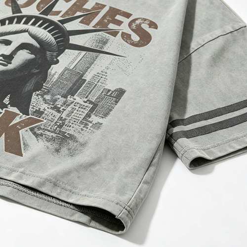 Custom 95% Cotton 5% Spandex Vintage Streetwear T-Shirt — Washed with Rivet & Screen Print