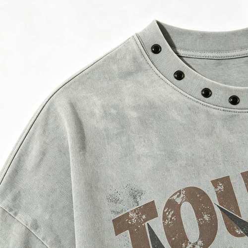 Custom 95% Cotton 5% Spandex Vintage Streetwear T-Shirt — Washed with Rivet & Screen Print