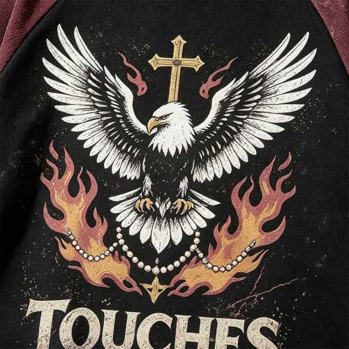 Custom 95% Cotton 5% Spandex Vintage Streetwear T-Shirt — Splicing, Rhinestone & Digital Print