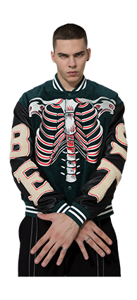 Bone Embroidered Corduroy Baseball Jacket