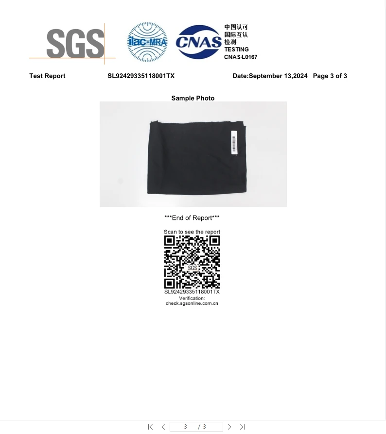Certification of Touches Dark - ISO 1833