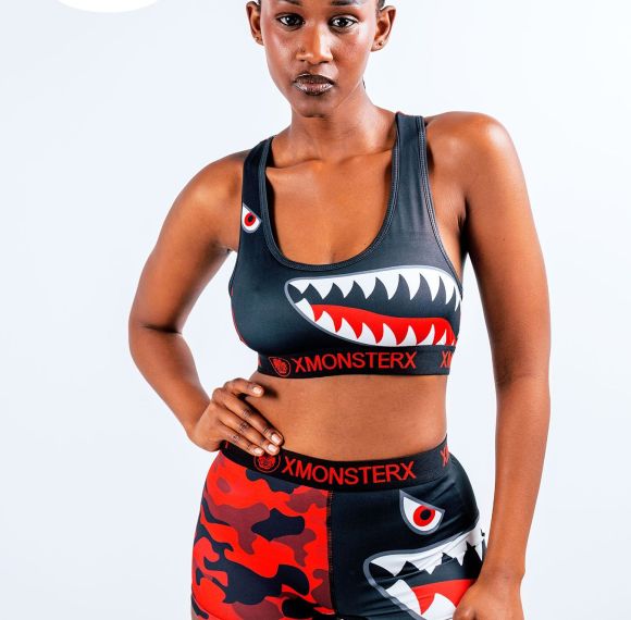 Custom Fashion Printed women underwear Set | Modern Polyester Shark Mouth Design