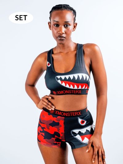 Custom Fashion Printed women underwear Set | Modern Polyester Shark Mouth Design