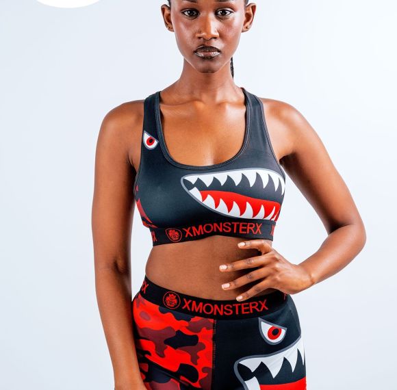 Custom Fashion Printed women underwear Set | Modern Polyester Shark Mouth Design