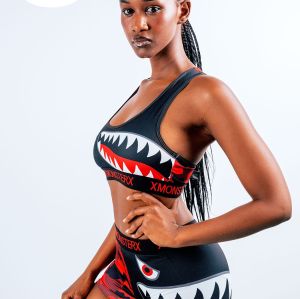 Custom Fashion Printed Women's Underwear Set | Modern Polyester Shark Mouth Design