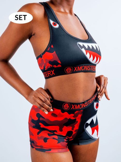 Custom Fashion Printed women underwear Set | Modern Polyester Shark Mouth Design