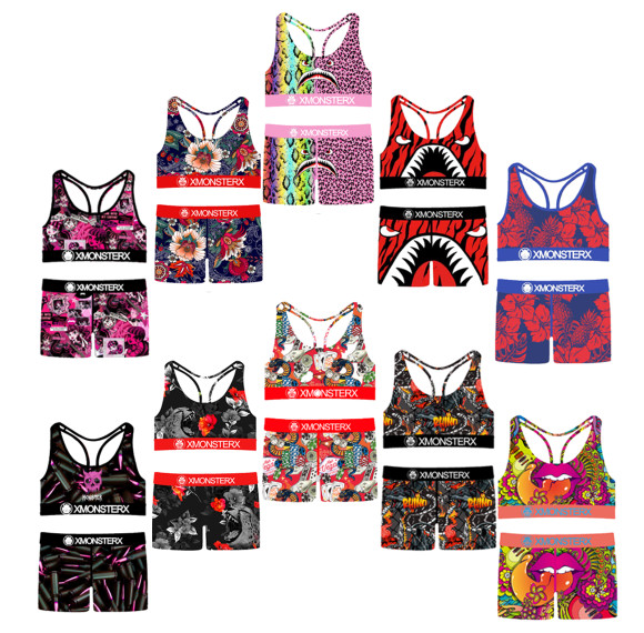 Women's Sports Bra And Boxer Briefs Underwear Set | Acerback And Removable Pads | Custom Fit Underwear For Women