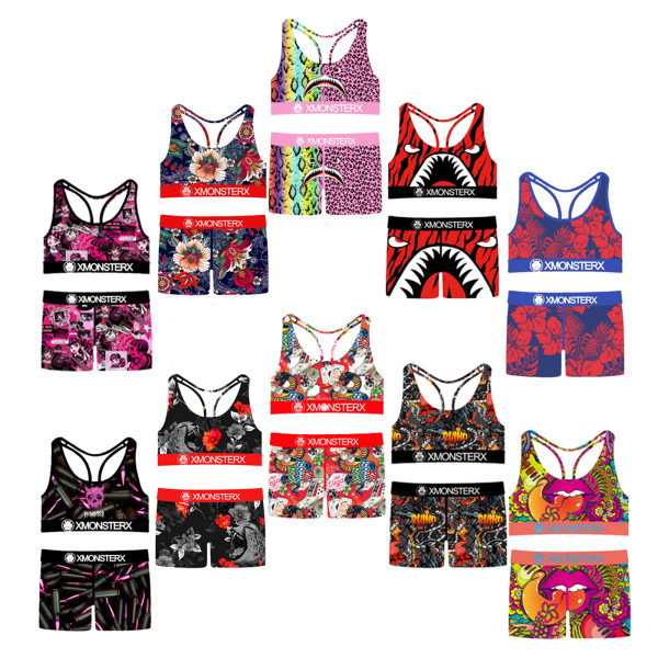 Damen-Sport-BH und Boxer-Unterwäsche-Set | Acerback und herausnehmbare Polster | Maßgeschneiderte Unterwäsche für Damen