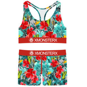 Womens Sports Bra Boy Short Set Various Printing | Support And Full Range Of Motion | Women's Underwear Set For Long-Lasting Comfort