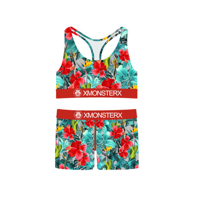 Womens Sports Bra Boy Short Set Various Printing | Support And Full Range Of Motion | Women's Underwear Set For Long-Lasting Comfort