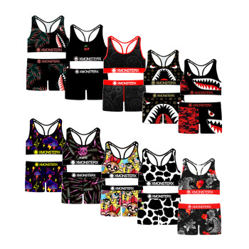 Custom Print Sports Women's Bras And Boy Shorts Set | Comfortable Stretch Panties | Women Underwear Customization