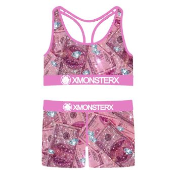 Women's Sports Bra and Boxer Briefs Underwear Set | Racerback silhouette workout bra | Comfortable underwear set for women