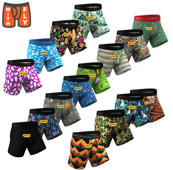Breathable Soft Boxer Briefs For Men With Fly | Soft Performance Boxers | Quick Dry Active Mens Underwear Pack