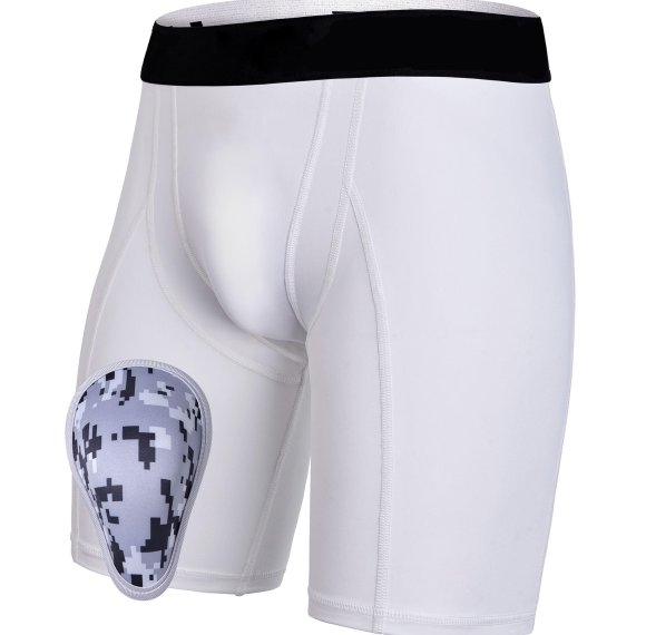 Boys Compression Shorts W/Cup Protector Athletic Sliding Underwear | Built-In Cup Pocket | Sports Workout Men's Boxer Shorts