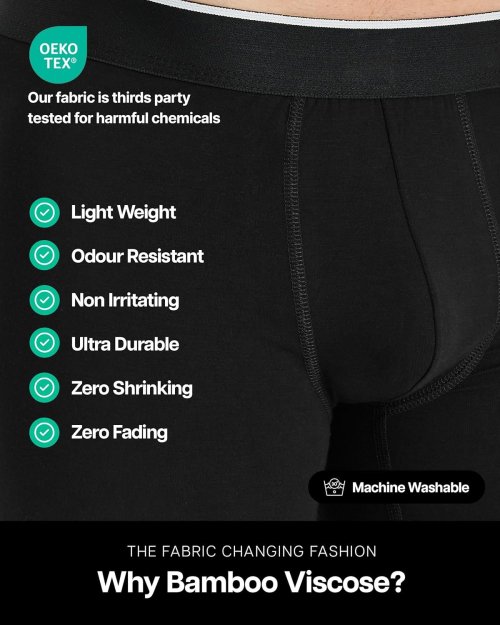 Mens Bamboo Boxers Comfortable Boxer Briefs | Cool Moisture Wicking Technology | Athletic Sport Underwear