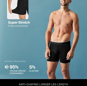 Mens Bamboo Boxers Comfortable Boxer Briefs | Cool Moisture Wicking Technology | Athletic Sport Underwear