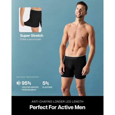 Mens Bamboo Comfortable Boxer Briefs | Cool Moisture Wicking Technology | Athletic Sport Underwear