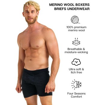 100% Merino Wool Base Layer Boxer Briefs For Men | Super Soft & Comfortable | Men's Custom Boxer Briefs Sale