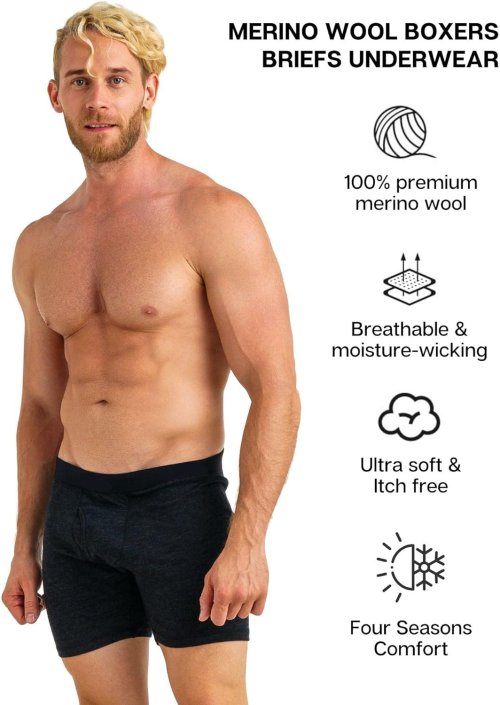 100% Merino Wool Base Layer Boxer Briefs For Men | Super Soft & Comfortable | Men's Custom Boxer Briefs Sale