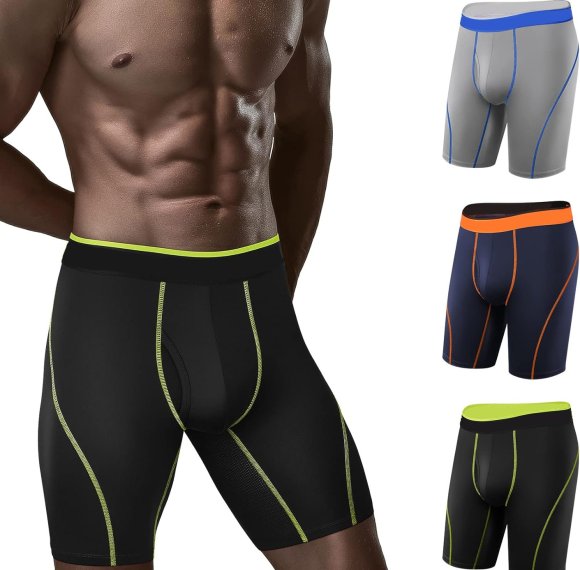 Performance Sports Dry Fit 9inch Boxer Shorts Men | Soft Elastic Waistband | Mens Underwear  Long