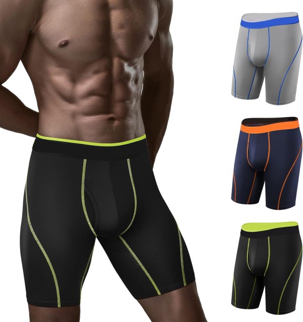 Boxer Performance Sports Dry Fit 9 pouces pour homme | Ceinture élastique souple | Sous-vêtement long grande taille pour homme